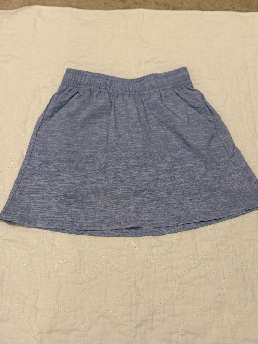 Pacific Trail Heathered Light Blue Elastic-Waist Mini Skort